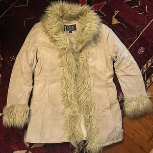 Lebaz Y2K Cream Suede Penny Lane Afghan Coat
